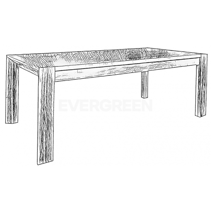 Jedálenský stôl z masívneho dreva s výraznou štruktúrou dreva pre 8 ľudí obdĺžnikového tvaru v čierno bielom nákrese