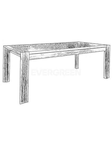 Jedálenský stôl z masívneho dreva s výraznou štruktúrou dreva pre 8 ľudí obdĺžnikového tvaru v čierno bielom nákrese