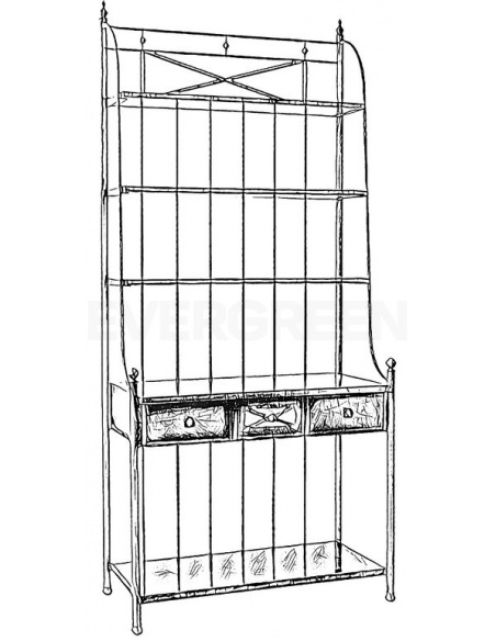 Kovový regál na víno, tmavý - KOV A DREVO