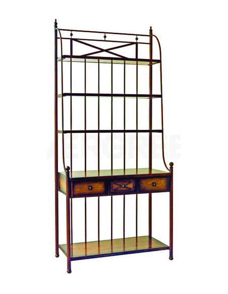 Kovový regál na víno, tmavý - KOV A DREVO