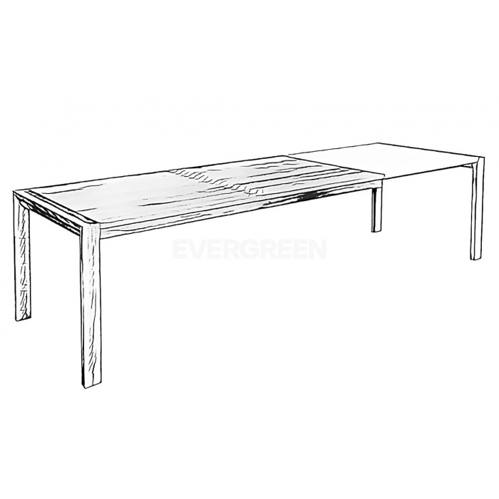 Nákres čierno bielej farby obdĺžnikového stola z masívneho dreva s výraznou kresbou dreva kombinovanou čisto bielou farbou