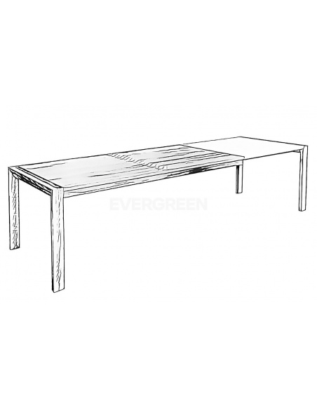 Nákres čierno bielej farby obdĺžnikového stola z masívneho dreva s výraznou kresbou dreva kombinovanou čisto bielou farbou